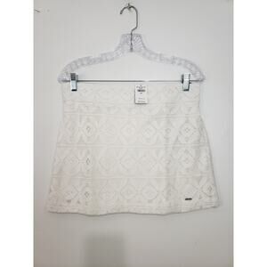 (M5) Y2K Hollister Women's JR Skirt Size L White Crochet Mini Pull up
